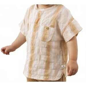NEW BUHO vertical stripe baby top in caramel peach